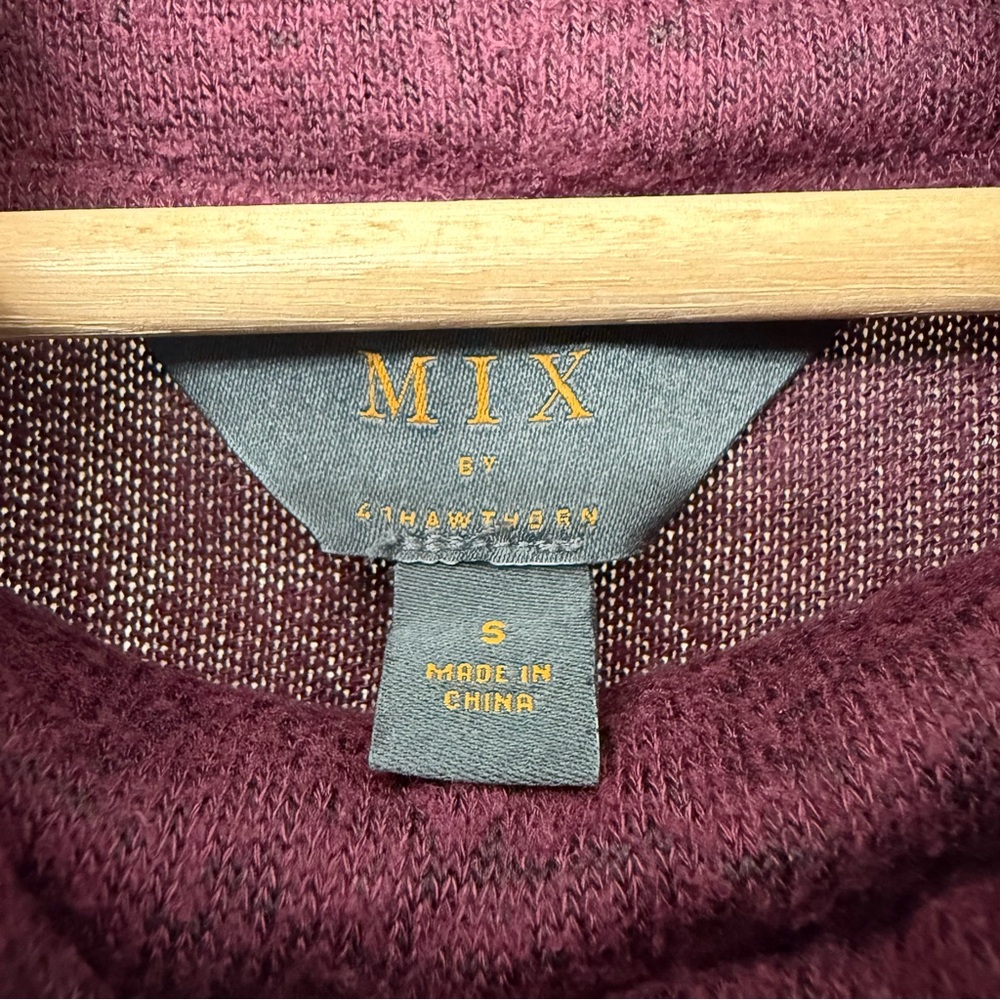 Mix by 41 Hawthorne heathered maroon tie cowl turtleneck long sleeve - Picture 4 of 5